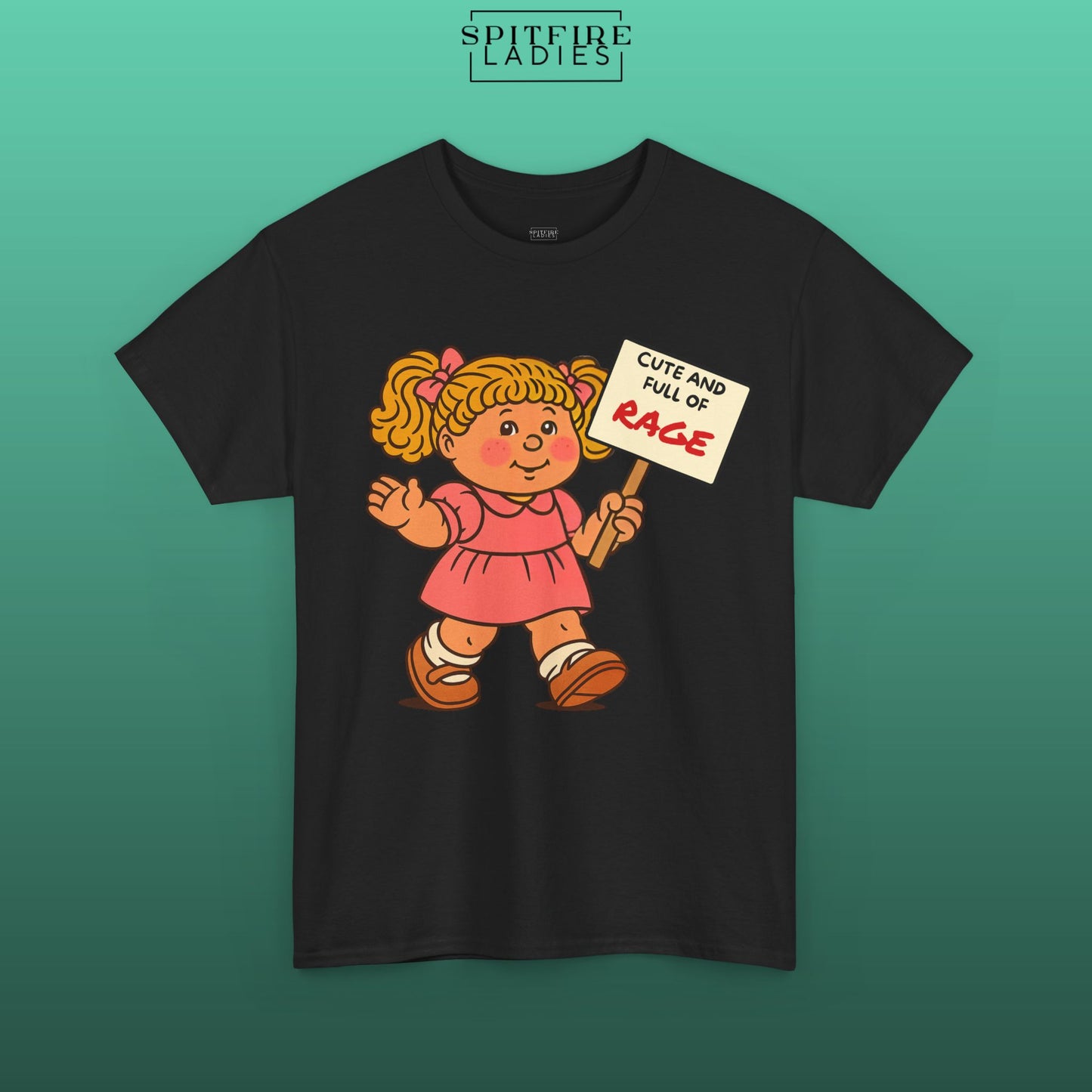 Cute and Full of RAGE | Retro Feminist Protest Tee | Spitfire Ladies
