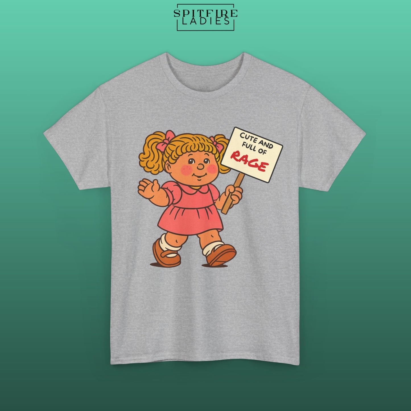 Cute and Full of RAGE | Retro Feminist Protest Tee | Spitfire Ladies