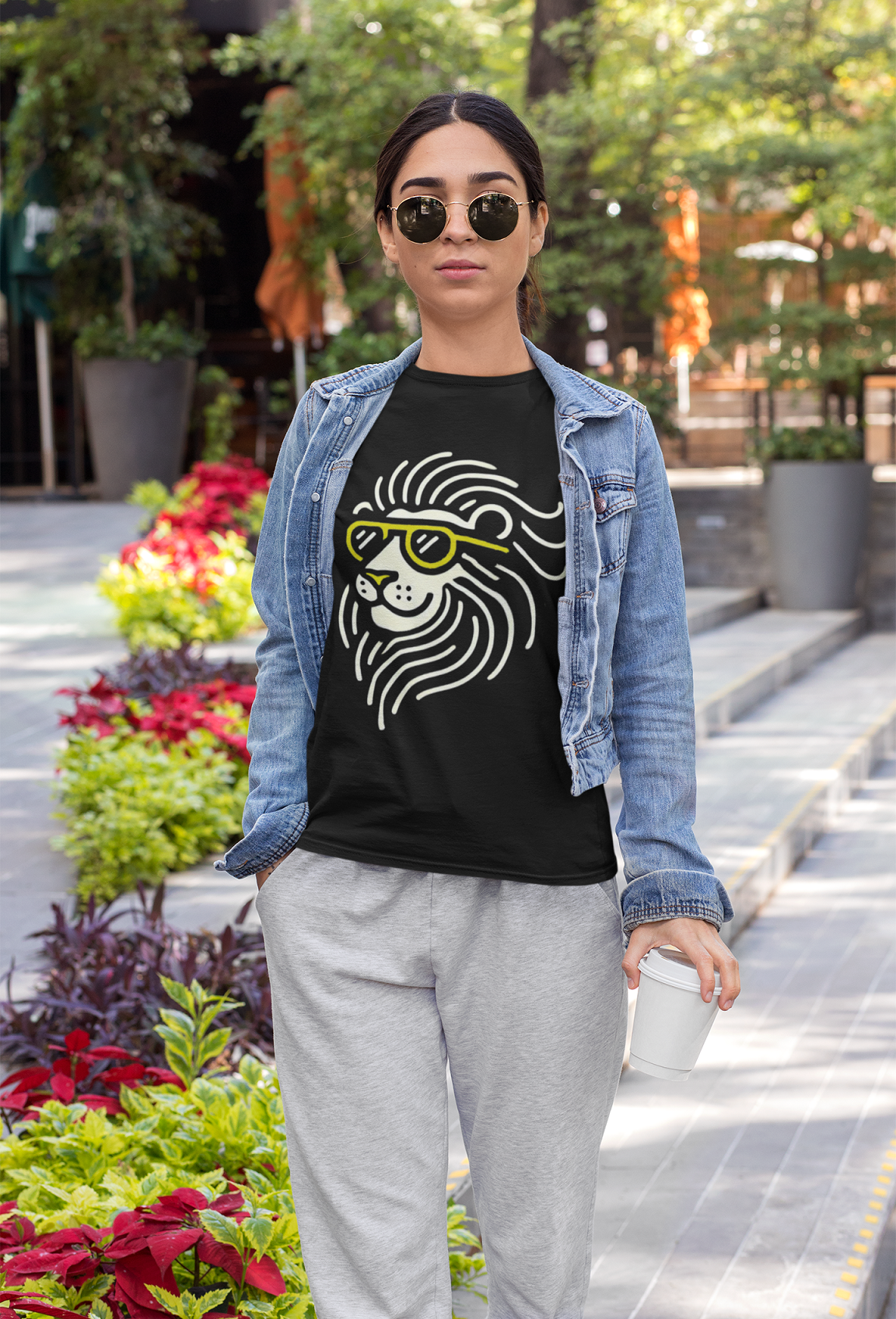 Cool Lion | Line Art Graphic Tee | Spitfire Ladies
