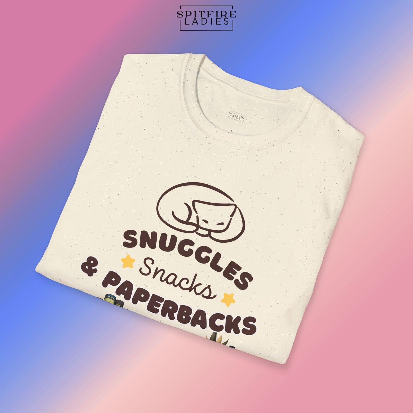 Snuggles Snacks and Paperbacks | Cozy Book Lover Tee | Spitfire Ladies