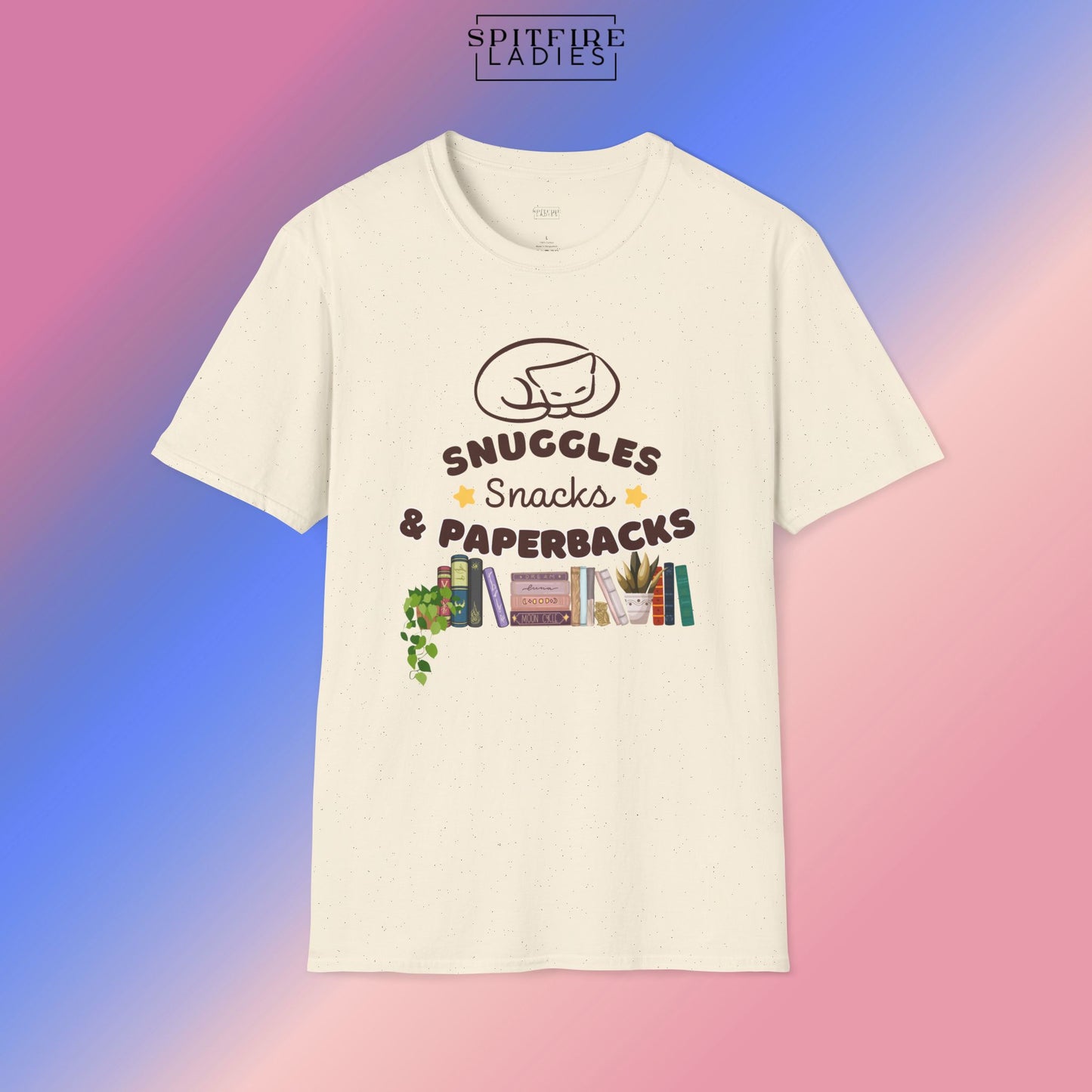Snuggles Snacks and Paperbacks | Cozy Book Lover Tee | Spitfire Ladies