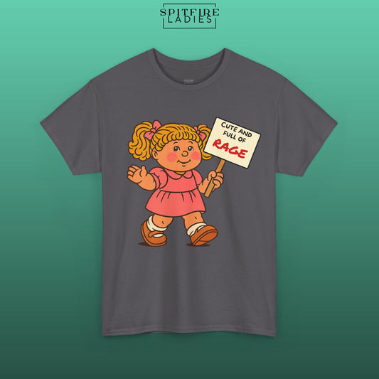 Cute and Full of RAGE | Retro Feminist Protest Tee | Spitfire Ladies