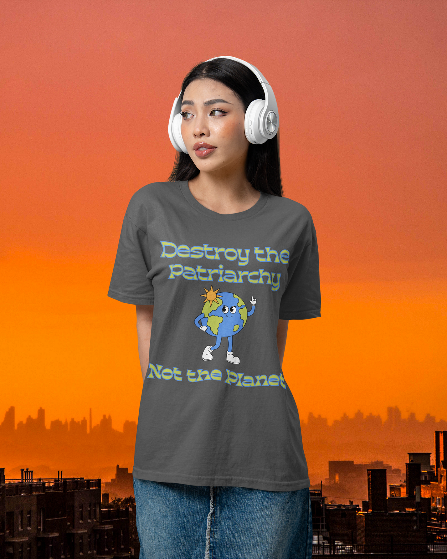 Destroy the Patriarchy Not the Planet | Feminist Earth Tee | Spitfire Ladies