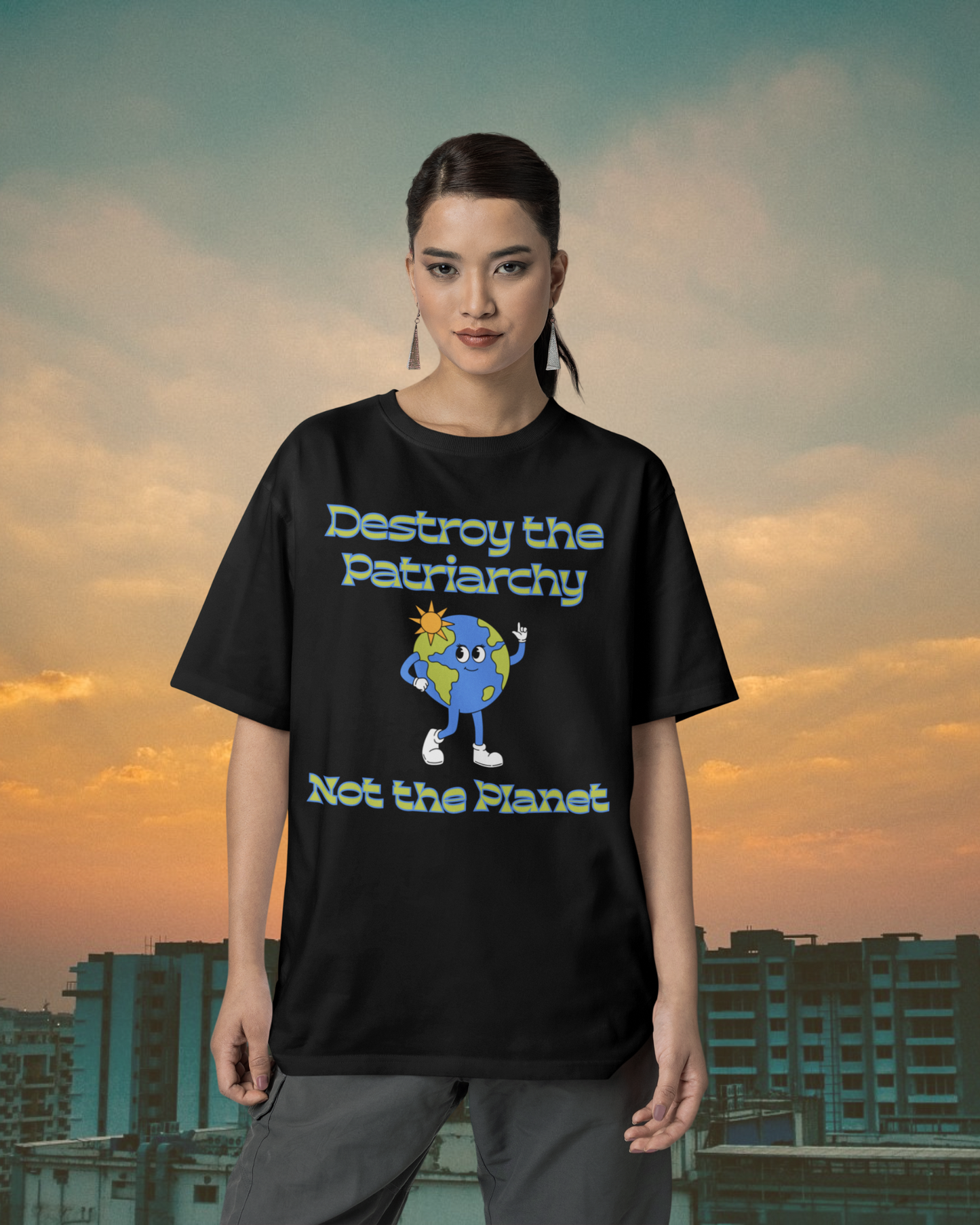 Destroy the Patriarchy Not the Planet | Feminist Earth Tee | Spitfire Ladies