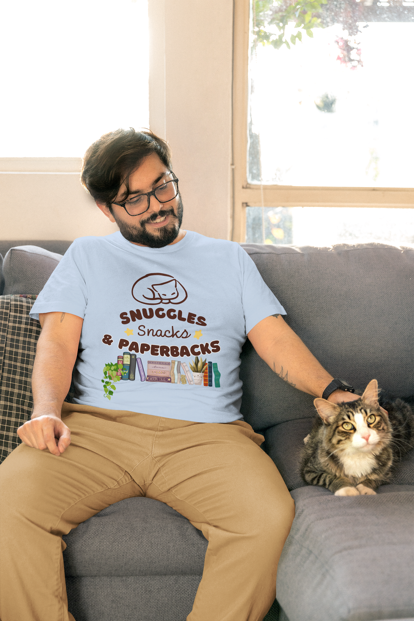 Snuggles Snacks and Paperbacks | Cozy Book Lover Tee | Spitfire Ladies